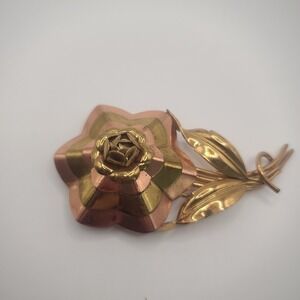 Vintage Copper Flower FUR Dress Clip